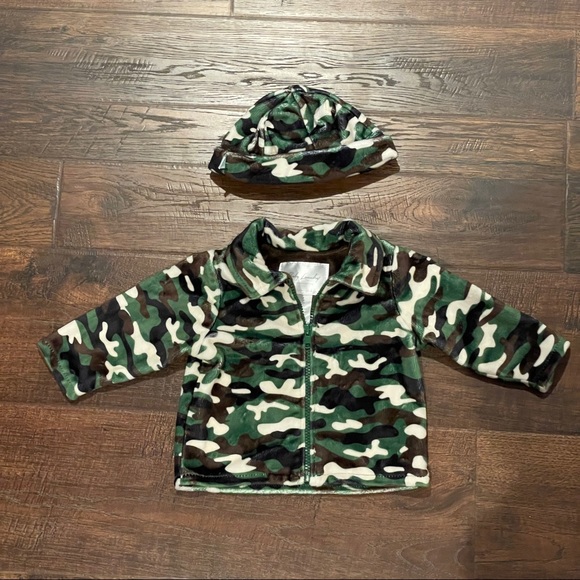 Baby Laundry 6-12 M Minky Full Zip Jacket & Hat Set - Picture 1 of 10